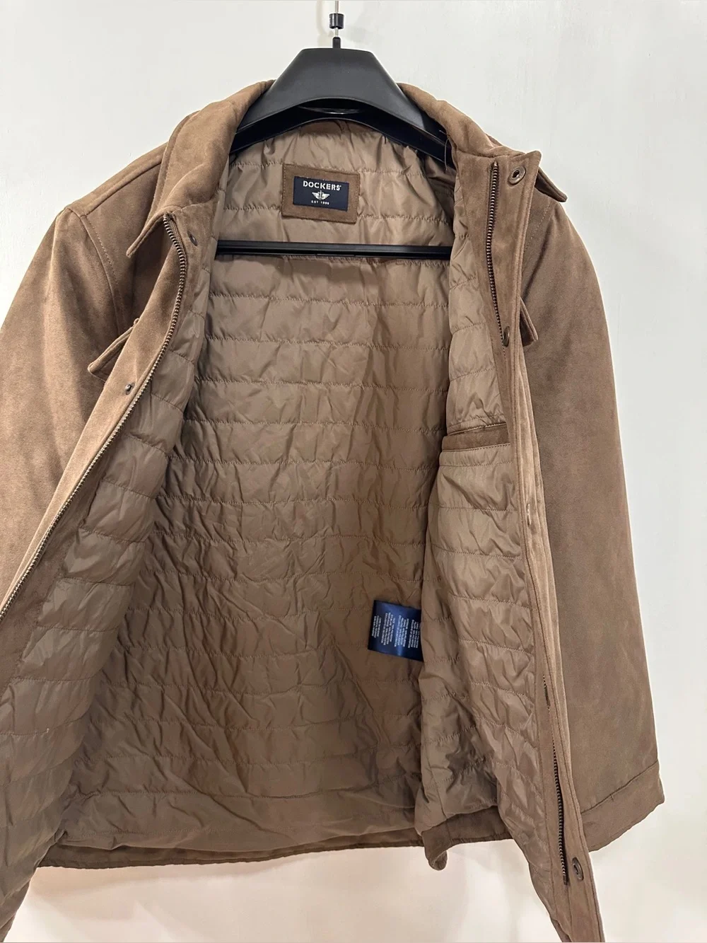 NWT Dockers Men’s S Brown Faux Suede Shirt Jacket Insulated Lined $160